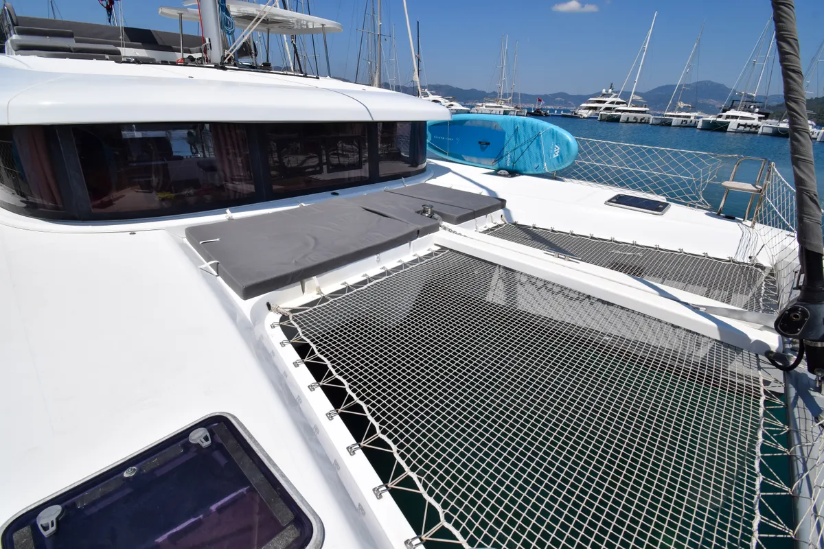 Deck of Bige, a Lagoon 42 catamaran at Marmaris, Turkey