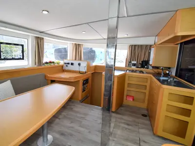 Galley of Bige, a Lagoon 42 catamaran at Marmaris, Turkey