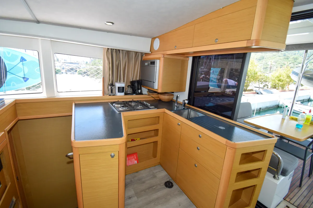 Galley of Bige, a Lagoon 42 catamaran at Marmaris, Turkey