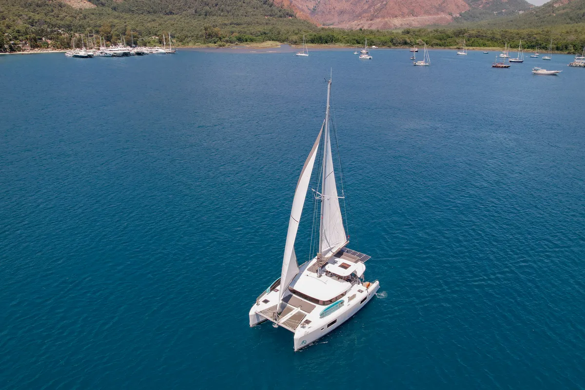 Cabin on Bige, a Lagoon 42 catamaran at Marmaris, Turkey
