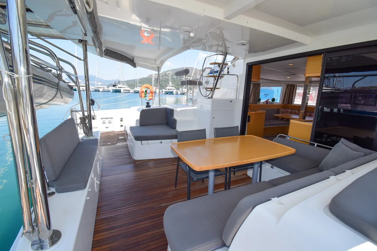 Cabin on Bige, a Lagoon 42 catamaran at Marmaris, Turkey