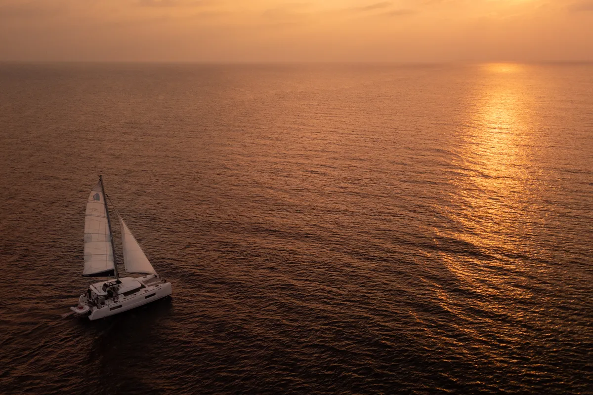 Exterior view of Sail La Vie, a Lagoon 40 catamaran at Malé, Maldives