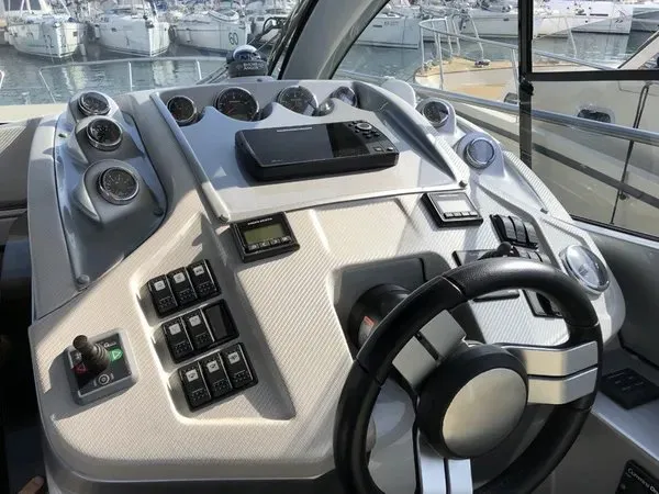 Cockpit of Andrea, a Grginić jahte Mirakul 40 motor yacht at Grad Biograd na Moru, Croatia