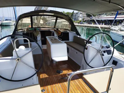 Cockpit of Joanne, a Dufour 460 GL sailboat at Municipal Unit of Lefkada, Greece