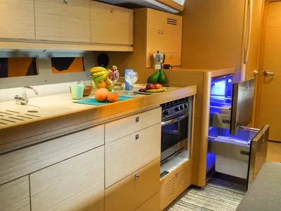 Galley of Joanne, a Dufour 460 GL sailboat at Municipal Unit of Lefkada, Greece