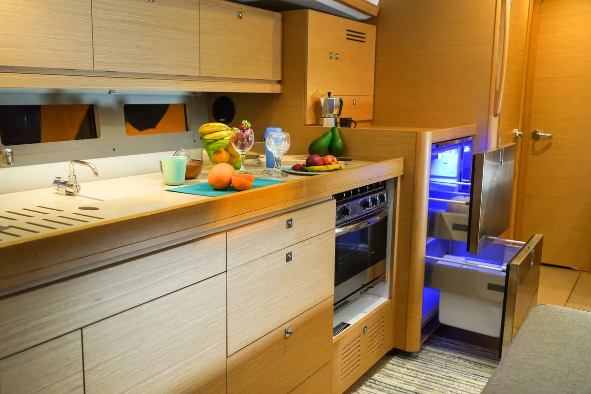 Galley of Joanne, a Dufour 460 GL sailboat at Municipal Unit of Lefkada, Greece