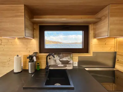 Galley of Seeliebe, a Woma D12 motorboat at Fürstenberg/Havel, Germany