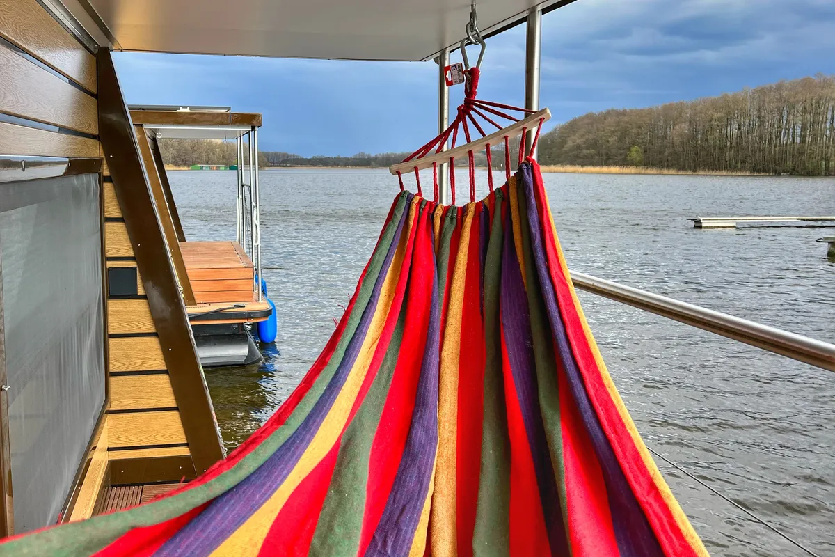 Deck of Seeliebe, a Woma D12 motorboat at Fürstenberg/Havel, Germany