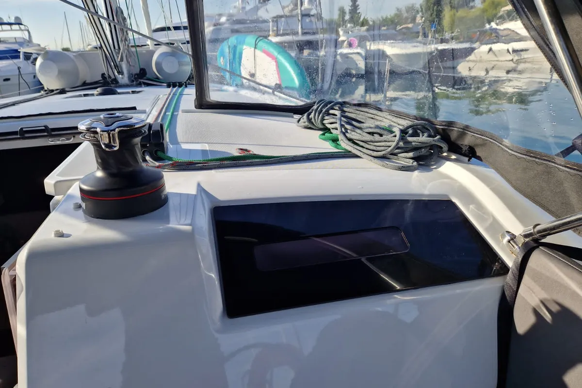 Deck of Marilena, a Beneteau Oceanis 40.1 sailboat at Athens, Greece