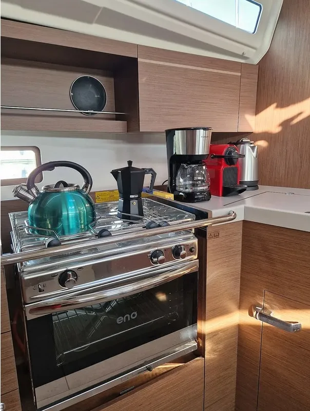 Galley of Marilena, a Beneteau Oceanis 40.1 sailboat at Athens, Greece
