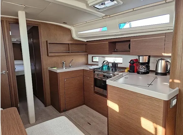 Galley of Marilena, a Beneteau Oceanis 40.1 sailboat at Athens, Greece