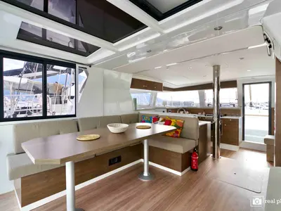 Salon of Ferdi, a Bali 4.2 catamaran at Castellammare di Stabia, Italy