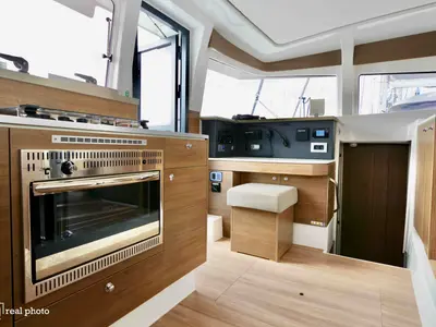 Galley of Ferdi, a Bali 4.2 catamaran at Castellammare di Stabia, Italy