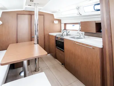 Salon of Meli - Comfort line, a Beneteau Oceanis 38.1 sailboat at Rosignano Solvay, Italy