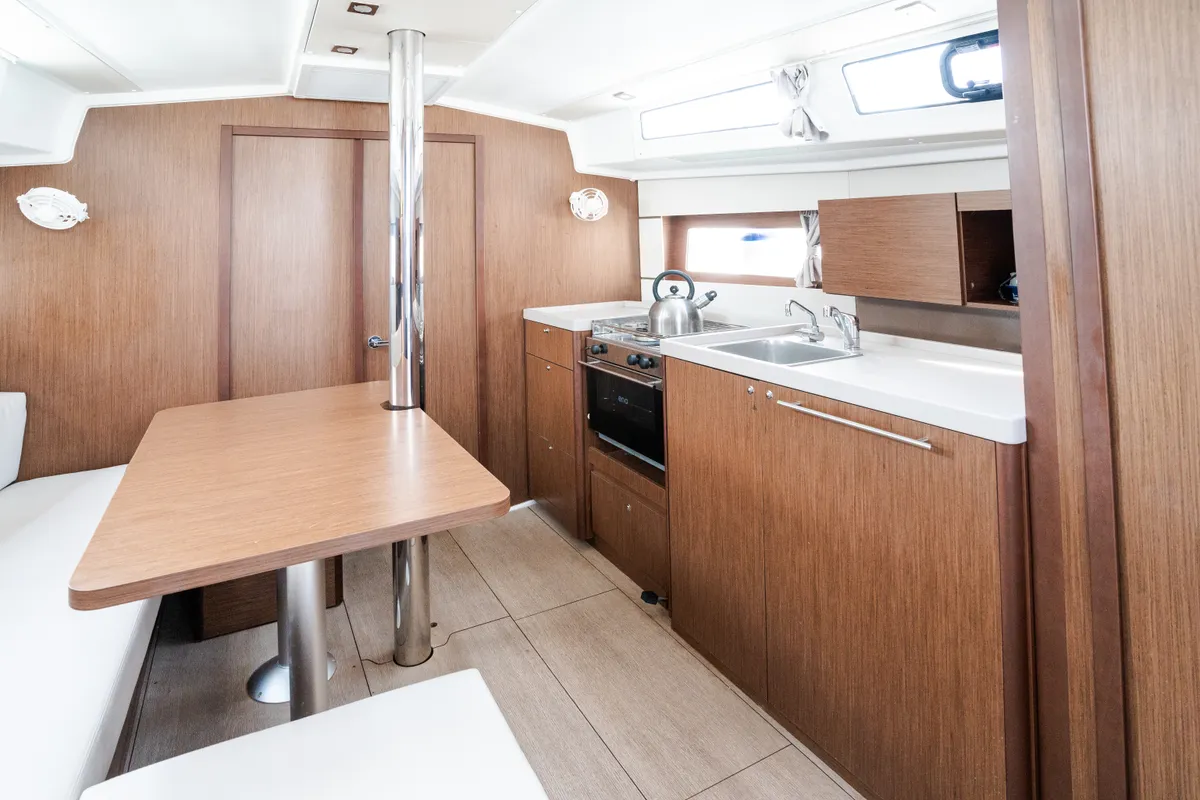 Salon of Meli - Comfort line, a Beneteau Oceanis 38.1 sailboat at Rosignano Solvay, Italy