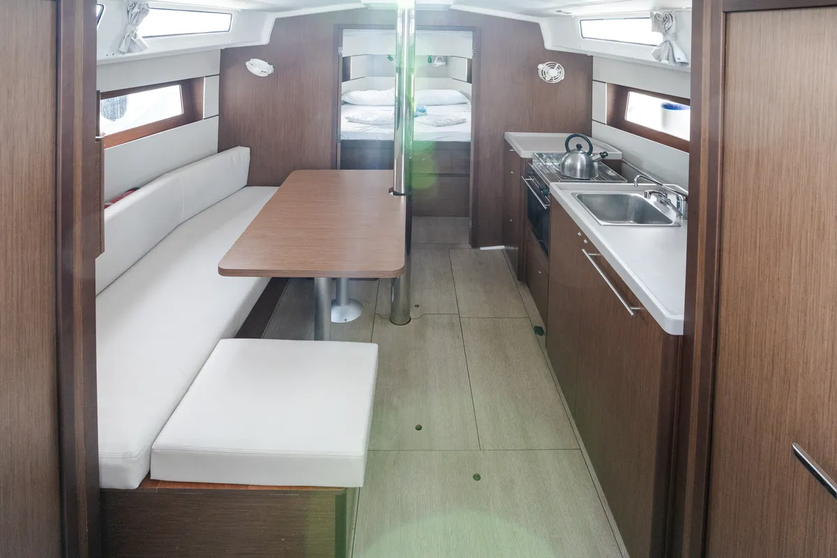 Salon of Meli - Comfort line, a Beneteau Oceanis 38.1 sailboat at Rosignano Solvay, Italy