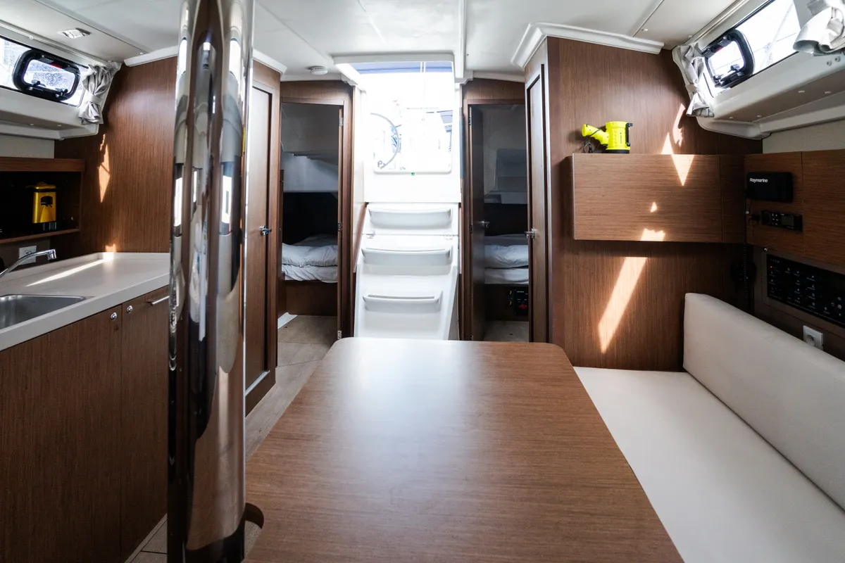 Salon of Meli - Comfort line, a Beneteau Oceanis 38.1 sailboat at Rosignano Solvay, Italy