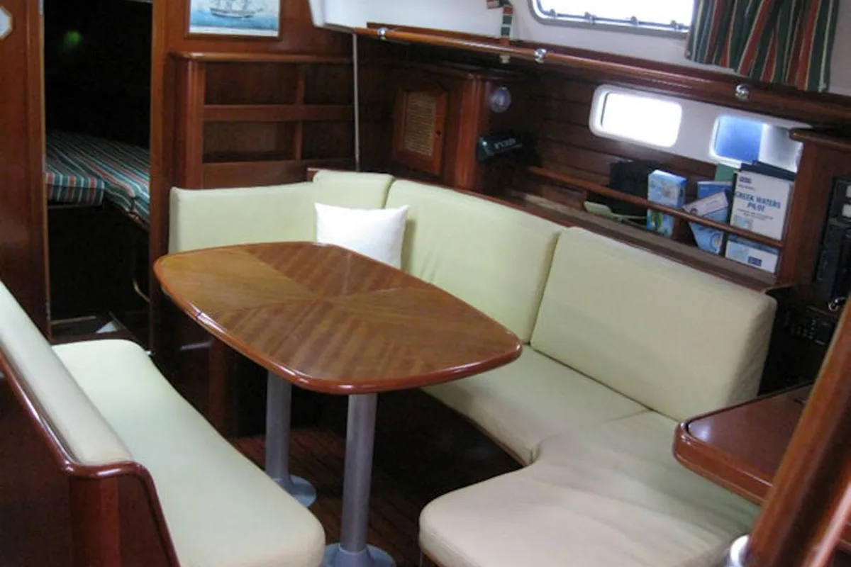 Salon of Andreas II, a Beneteau Oceanis 461 sailboat at Preveza, Greece