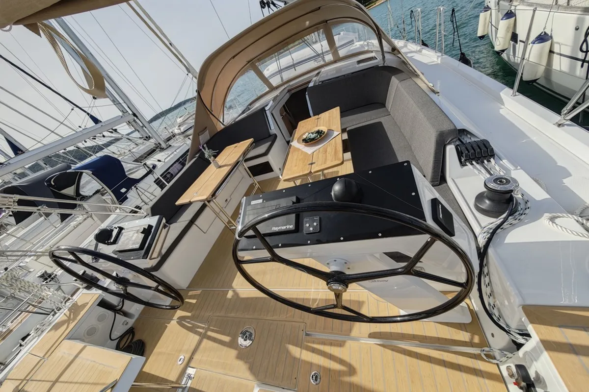 Cockpit of Vingilot, a Hanse 460 sailboat at Medulin, Croatia