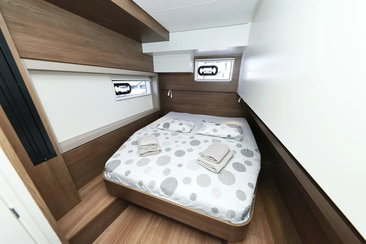 Cabin on Algol, a Bali 4.4 catamaran at Grad Šibenik, Croatia