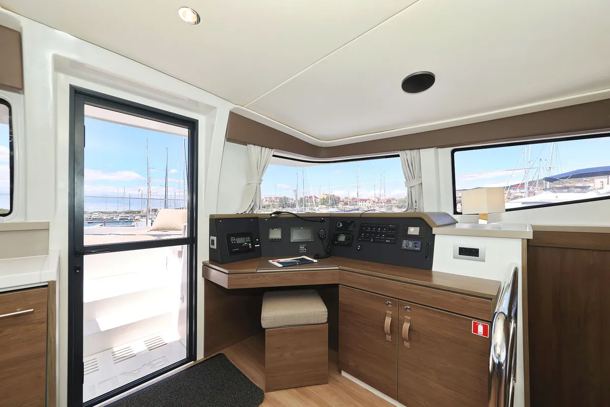 Salon of Algol, a Bali 4.4 catamaran at Grad Šibenik, Croatia