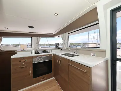 Galley of Algol, a Bali 4.4 catamaran at Grad Šibenik, Croatia