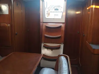 Salon of Nela, a Beneteau Oceanis 37 sailboat at Lefkada, Greece