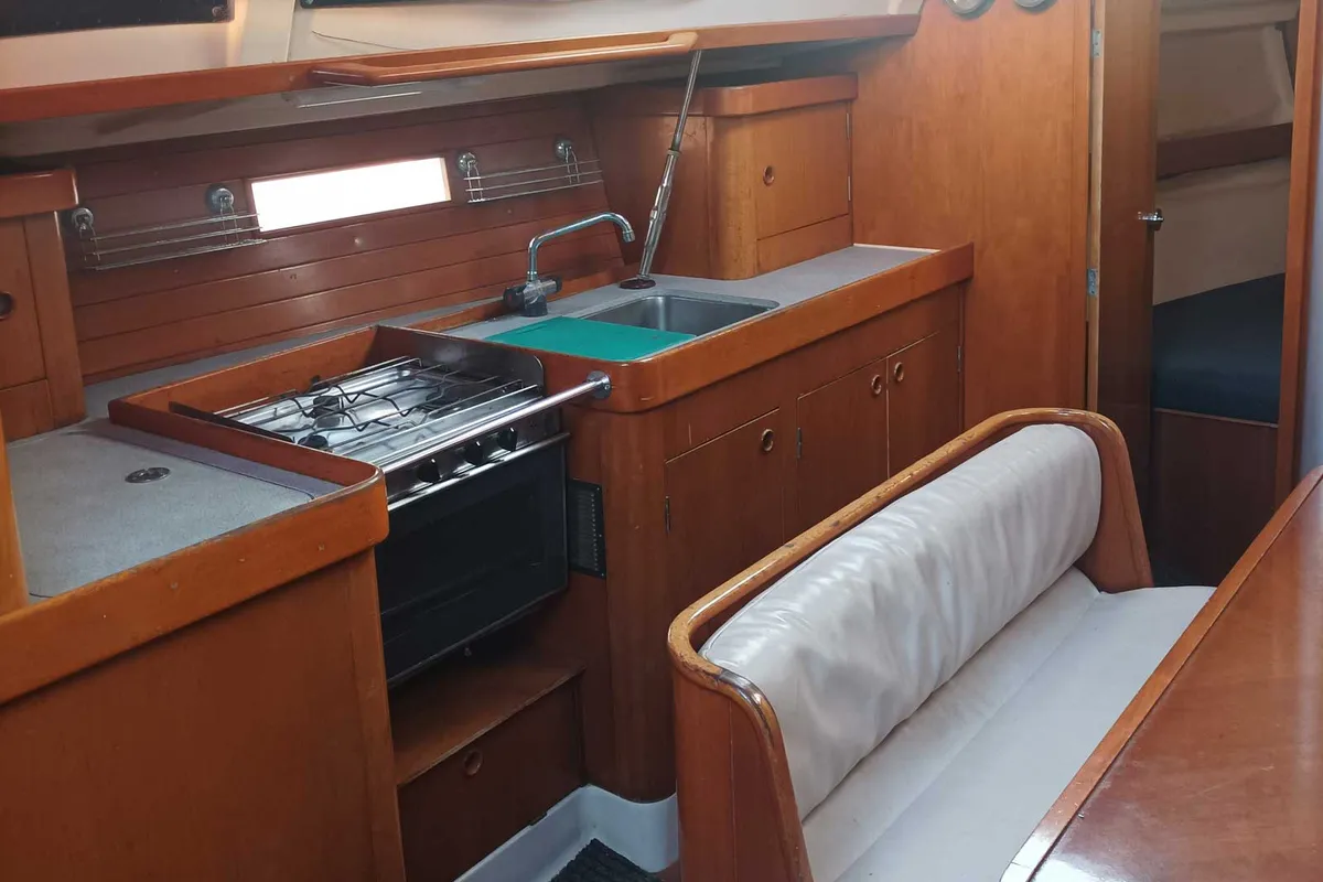Galley of Nela, a Beneteau Oceanis 37 sailboat at Lefkada, Greece