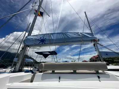 OUFTI IV, a Bali Catspace catamaran at Roche Caiman, Seychelles
