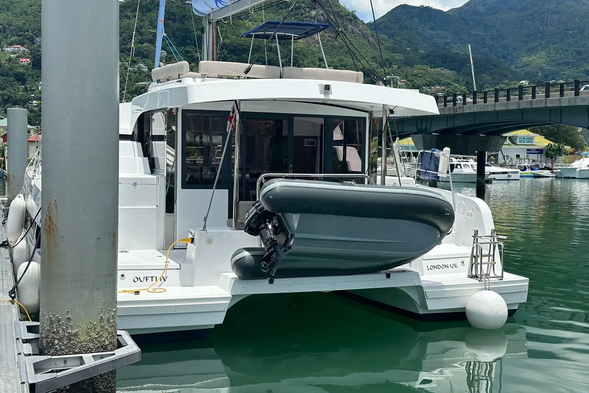 OUFTI IV, a Bali Catspace catamaran at Roche Caiman, Seychelles