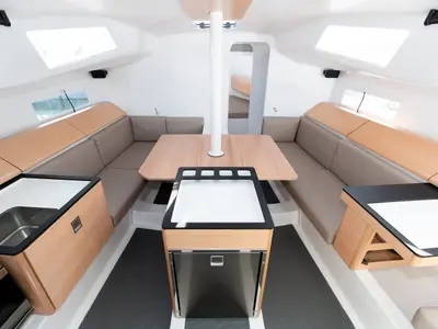 Salon of Spicy, a Pogo 36 sailboat at La Favière, France