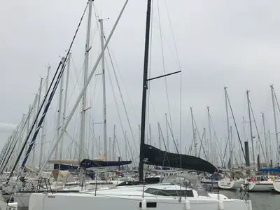 Exterior view of Spicy, a Pogo 36 sailboat at La Favière, France