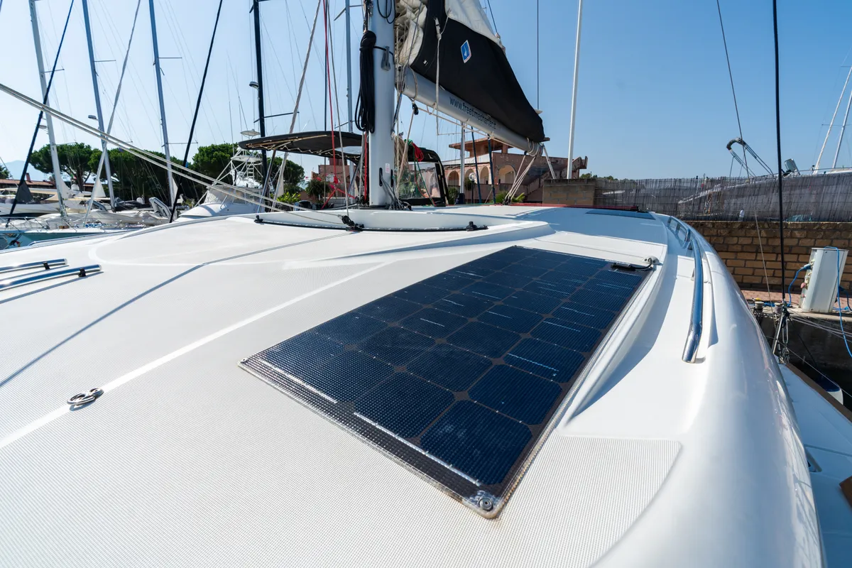 Deck of Lagoon 40, a catamaran at Tonnarella, Italy