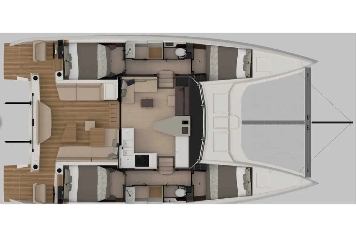Floor plan of Seabird, a Nautitech 44 Open catamaran at Municipal Unit of Nea Peramos, Greece