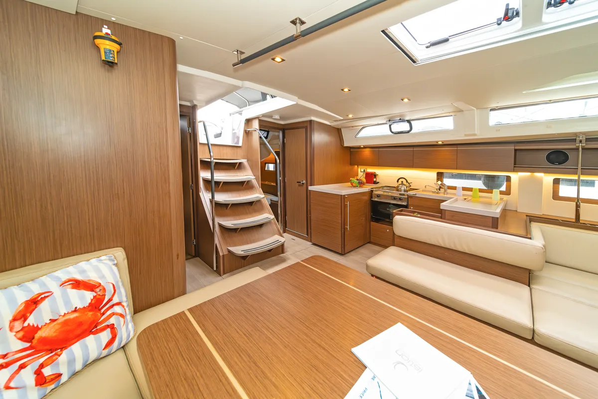 Salon of Yria, a Beneteau Oceanis 51.1 sailboat at Athens, Greece