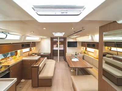 Salon of Yria, a Beneteau Oceanis 51.1 sailboat at Athens, Greece