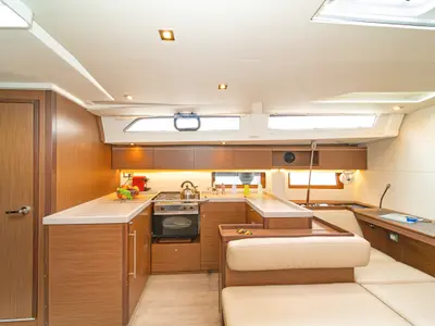 Galley of Yria, a Beneteau Oceanis 51.1 sailboat at Athens, Greece