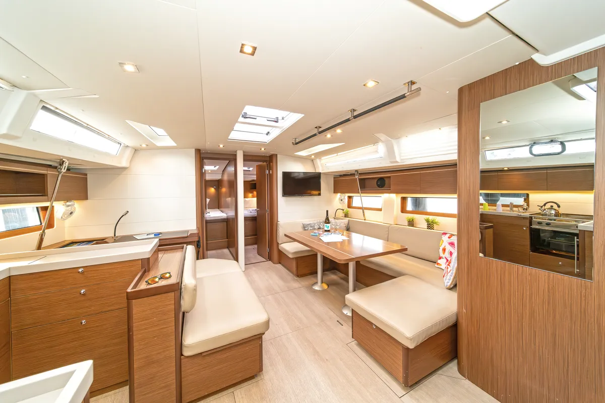 Salon of Yria, a Beneteau Oceanis 51.1 sailboat at Athens, Greece