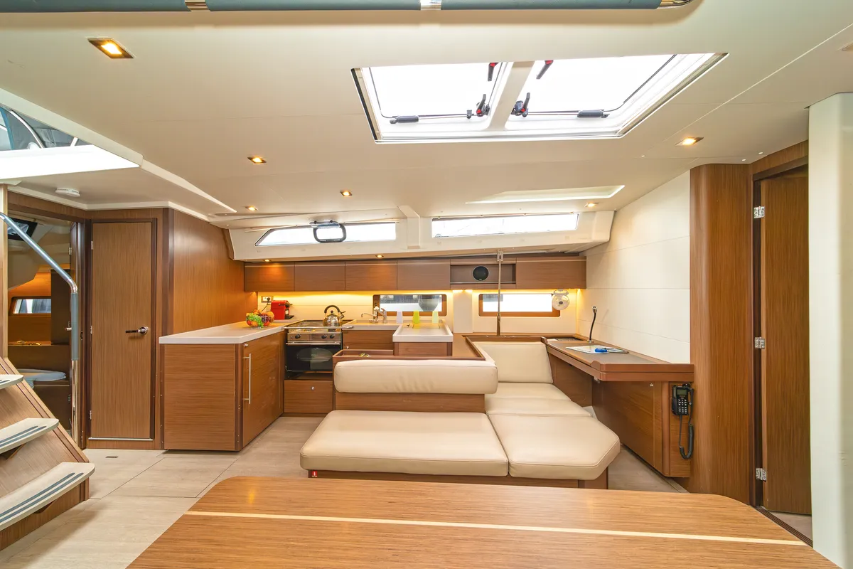 Salon of Yria, a Beneteau Oceanis 51.1 sailboat at Athens, Greece