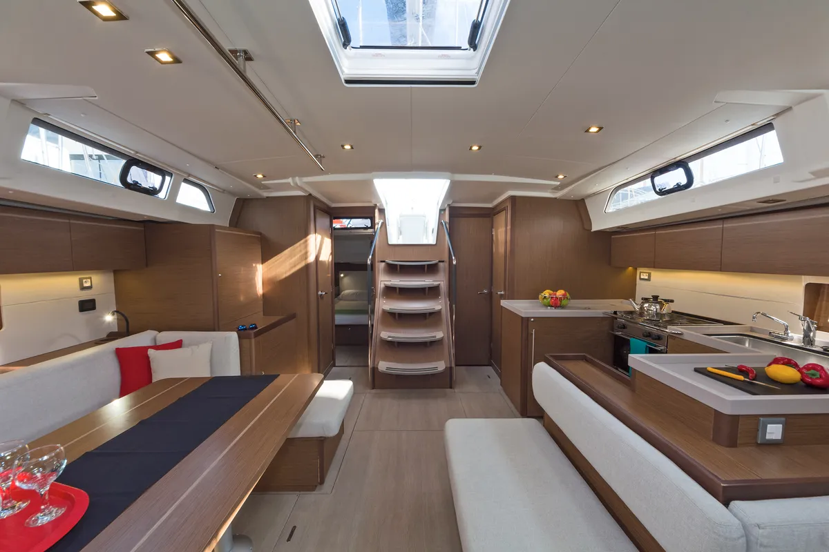 Salon of Yria, a Beneteau Oceanis 51.1 sailboat at Athens, Greece