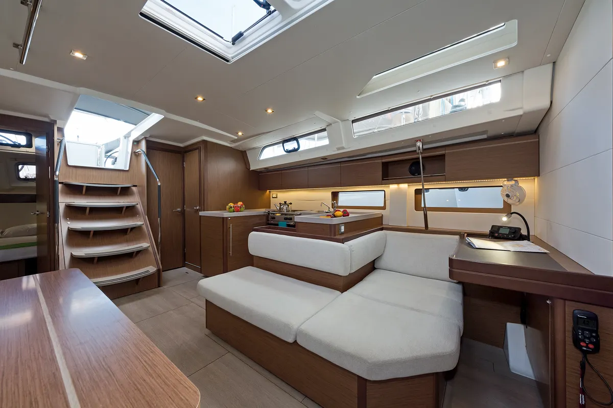 Salon of Yria, a Beneteau Oceanis 51.1 sailboat at Athens, Greece