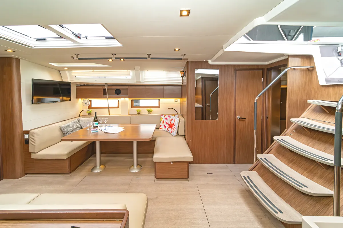 Salon of Yria, a Beneteau Oceanis 51.1 sailboat at Athens, Greece