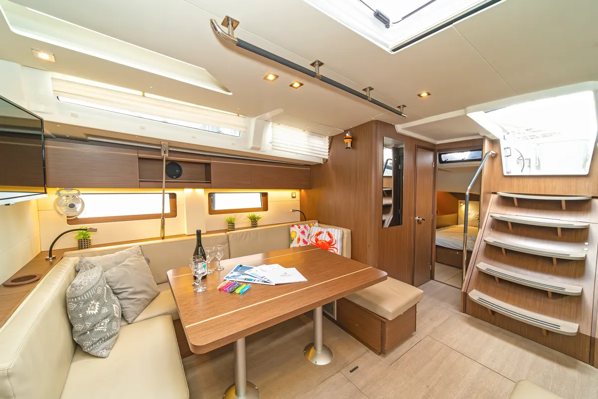 Salon of Yria, a Beneteau Oceanis 51.1 sailboat at Athens, Greece
