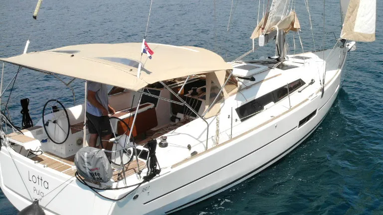 Deck of Lotta, a Dufour 382 GL sailboat at Grad Pula, Croatia