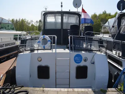 Deck of Constellation, a De Drait Tyvano 1450 motorboat at Drachten, Netherlands