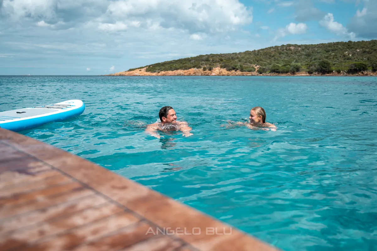 Exterior view of Angelo Blu, a Maiora 20S motor yacht at Figari, Italy