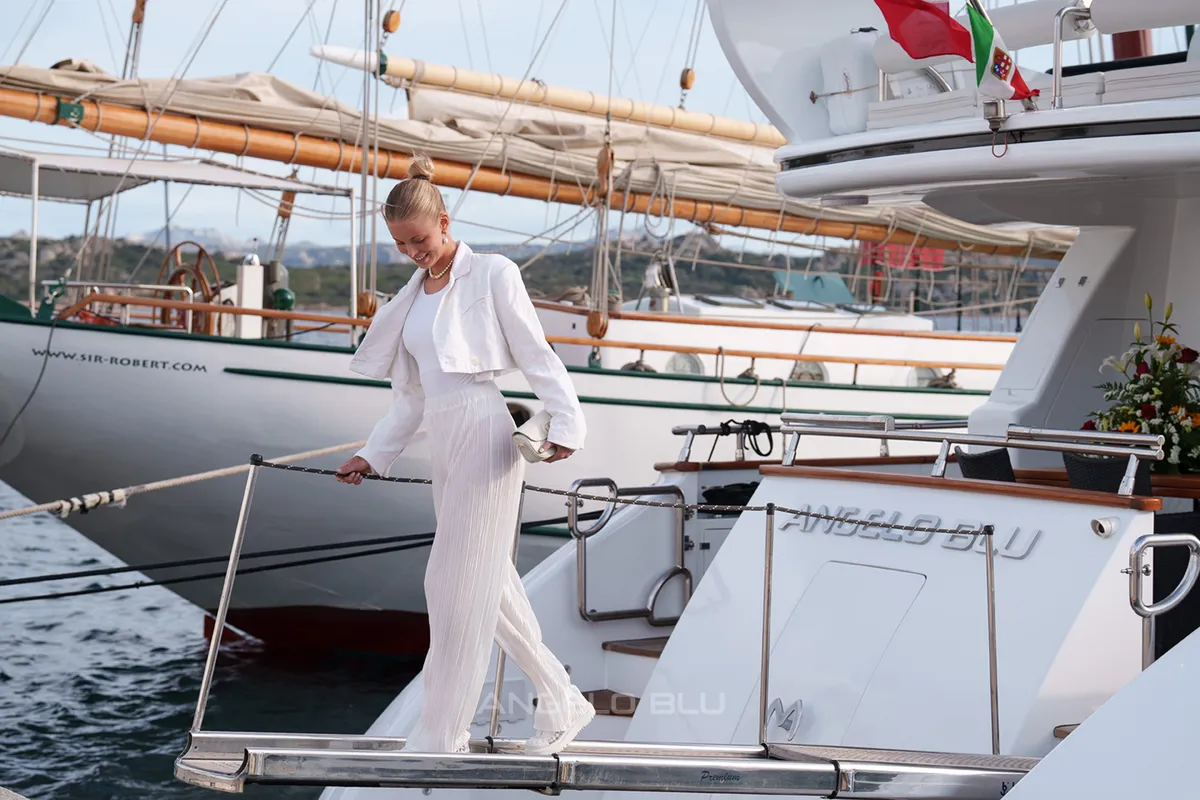 Exterior view of Angelo Blu, a Maiora 20S motor yacht at Figari, Italy