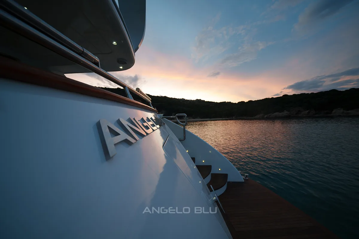 Angelo Blu, a Maiora 20S motor yacht at Figari, Italy