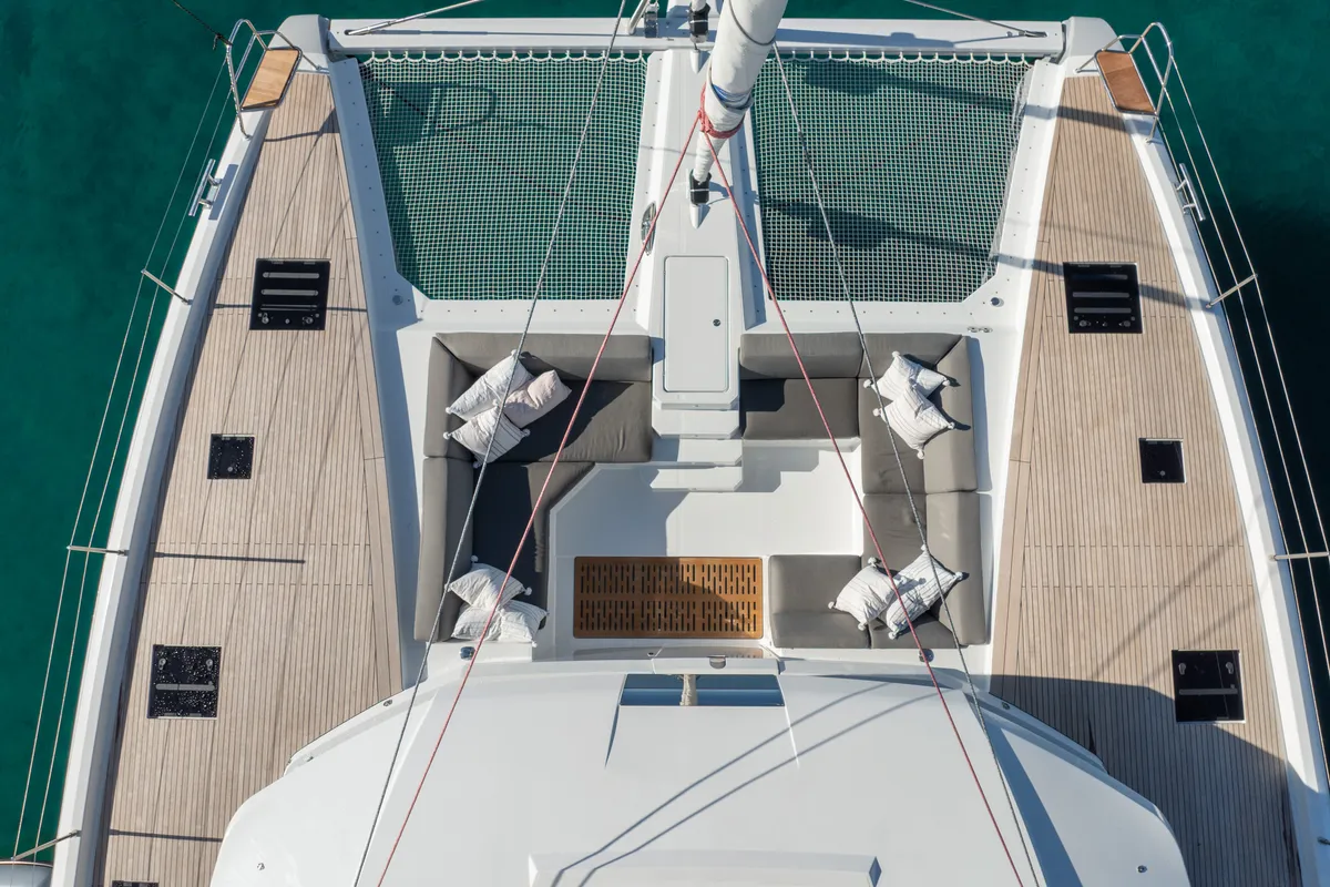 Solomar, a Fountaine Pajot Samana 59 catamaran at Grad Kaštela, Croatia