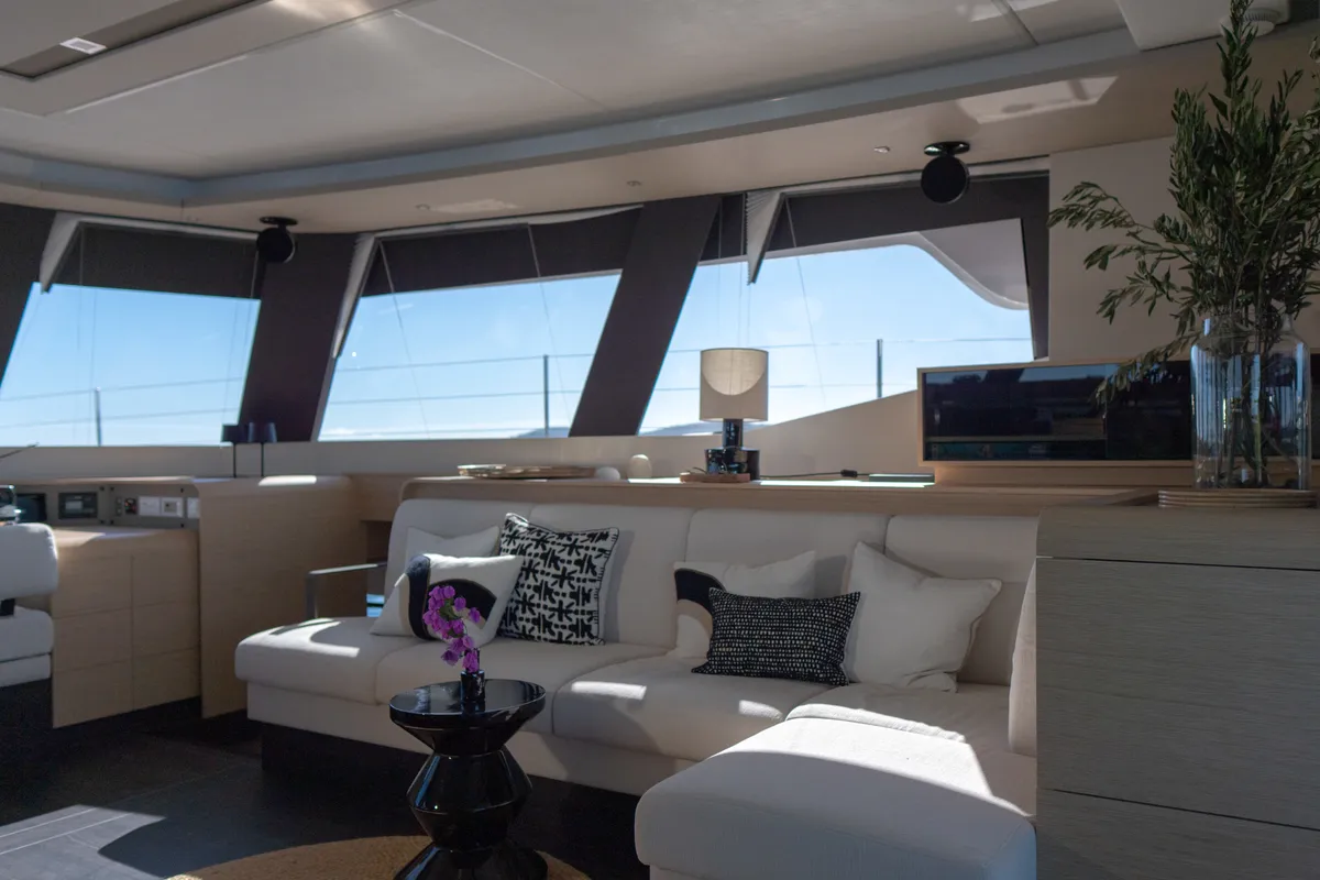 Solomar, a Fountaine Pajot Samana 59 catamaran at Grad Kaštela, Croatia
